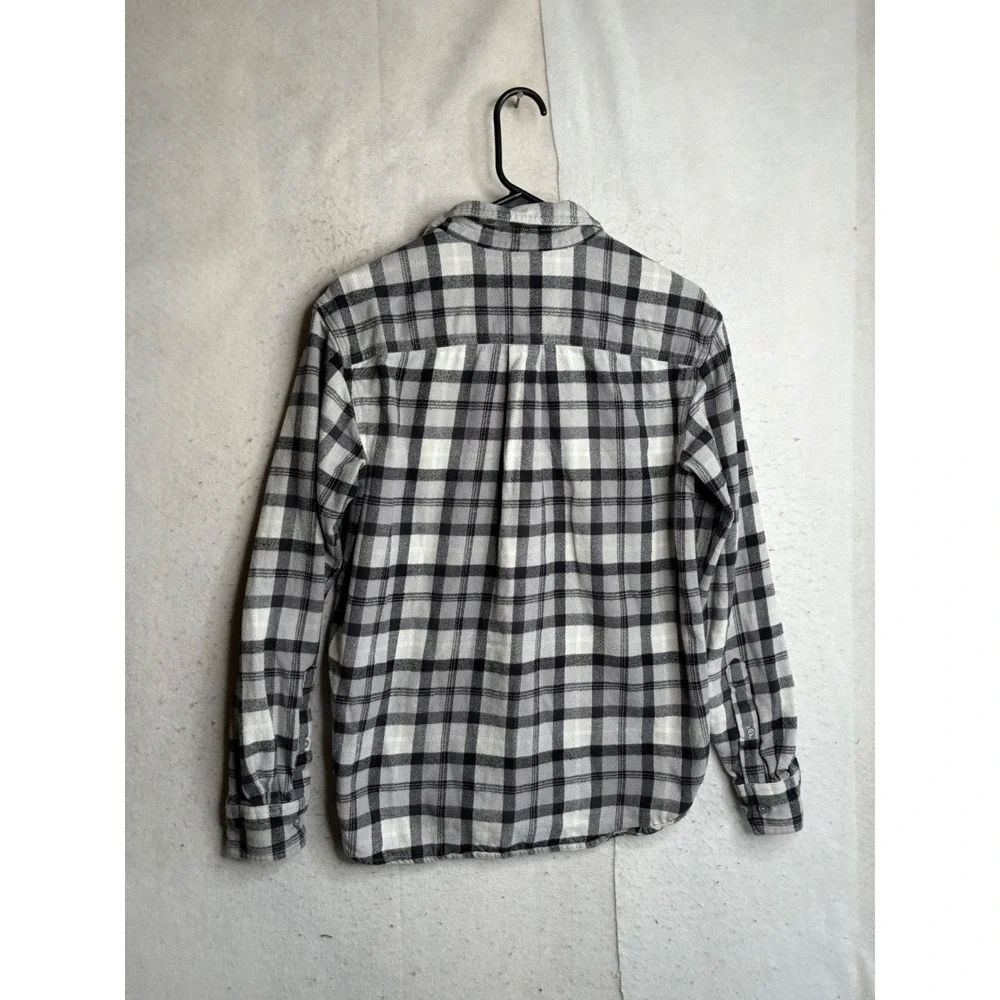 The North Face Mens Plaid Flannel Shirt Grey Black White Long Sleeve S P 6443 NF